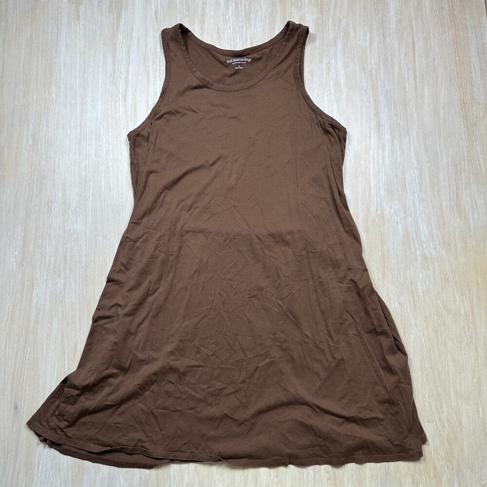 Soft Surroundings Chocolate Brown Minimalist Coastal Flowy Tank Midi Dress 1X